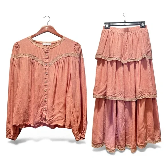 Jacquie the Label Rust Peasant Top & Skirt Set - Picture 2 of 5